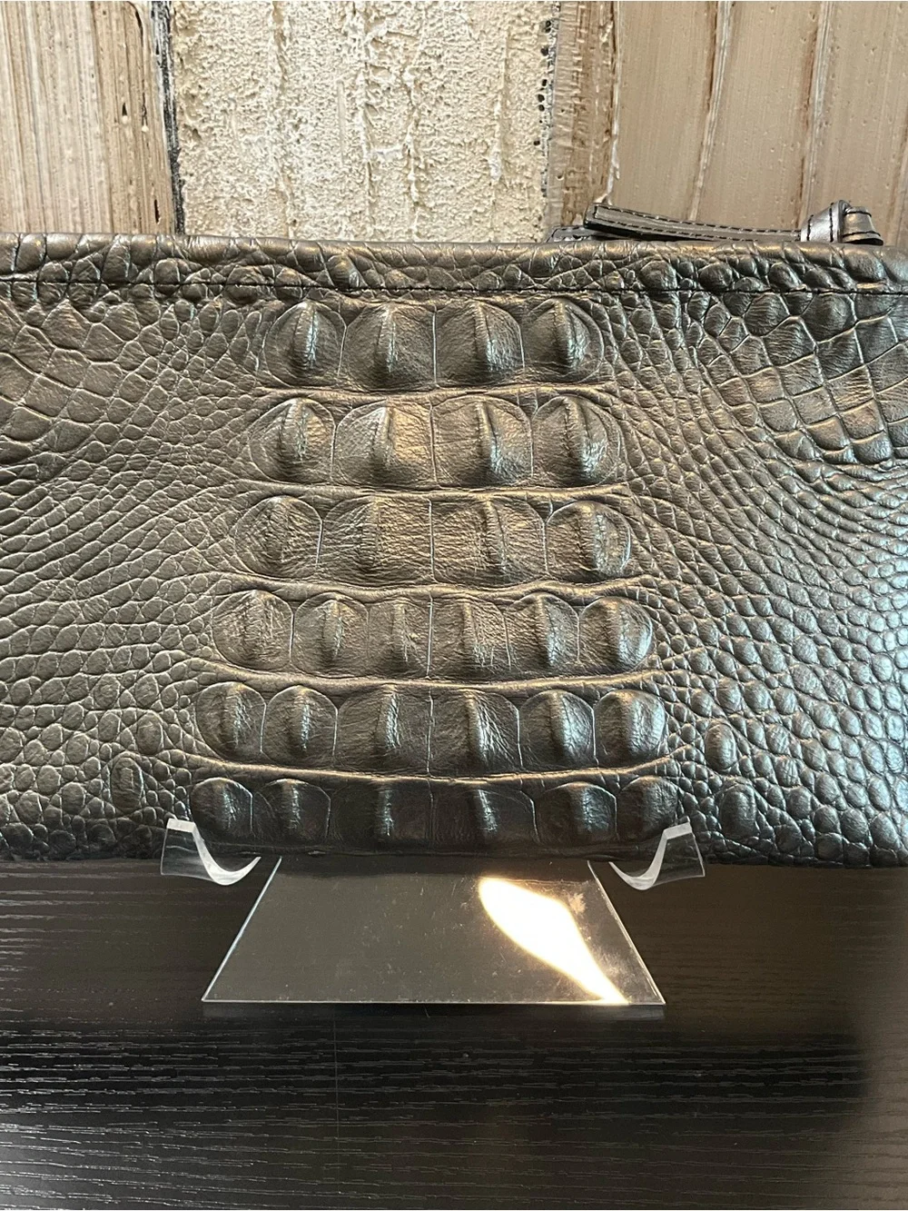Brahmin Burke PEWTER COLOR MELBOURNE Leather Cosmetic Bag RARE HTF
